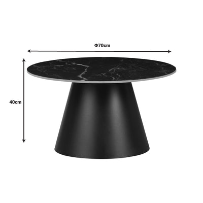 Masuta laterala Fabrin marmura neagra piatra sinterizata-metal, negru, 50x50x46 cm, foto produs 8
