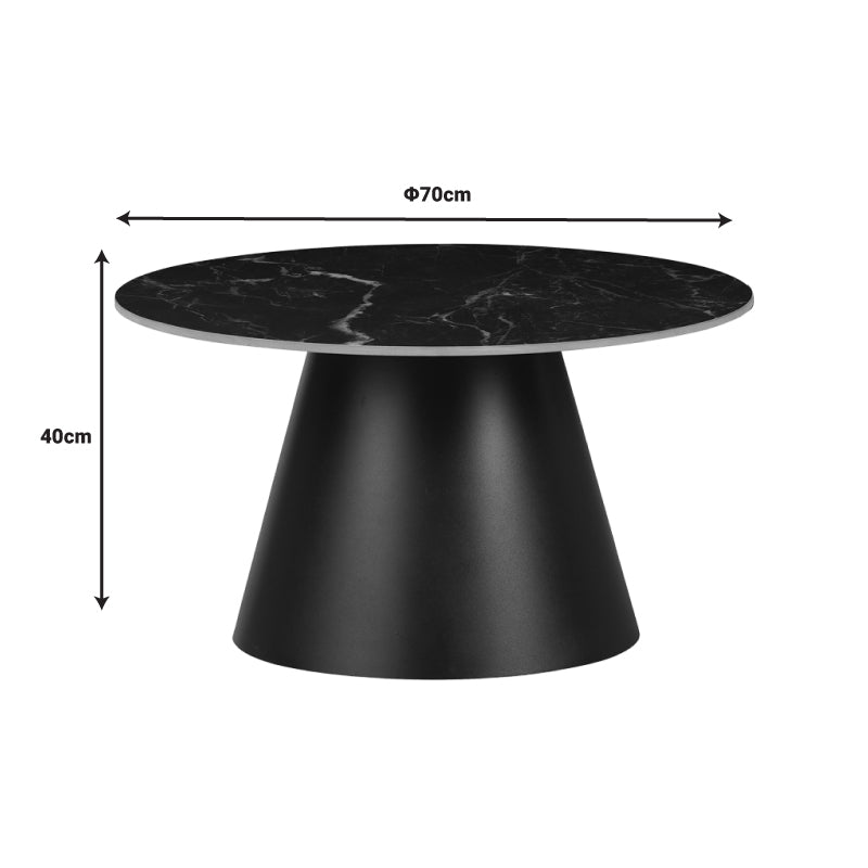 Masuta laterala Fabrin marmura neagra piatra sinterizata-metal, negru, 50x50x46 cm, foto produs 8