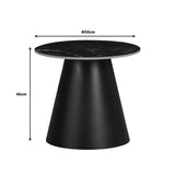 Masuta laterala Fabrin marmura neagra piatra sinterizata-metal, negru, 50x50x46 cm