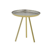 Masuta laterala Jacksie metal gri-auriu 41x41x43 cm