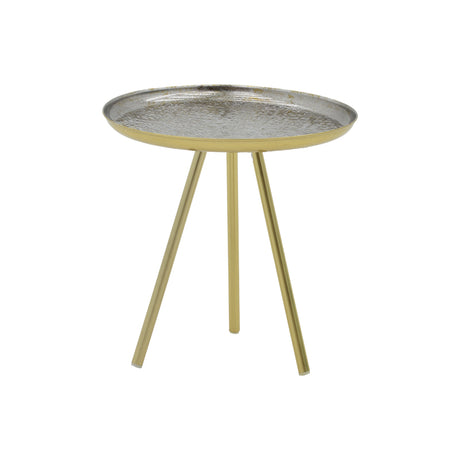 Masuta laterala Jacksie metal, gri-auriu, 41x41x43 cm