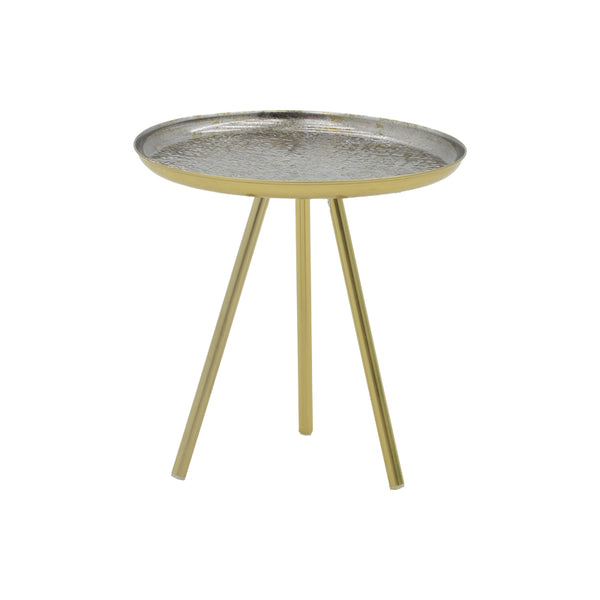 Masuta laterala Jacksie metal, gri-auriu, 41x41x43 cm