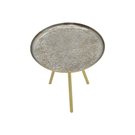 Masuta laterala Jacksie metal, gri-auriu, 41x41x43 cm
