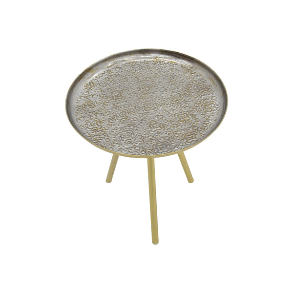 Masuta laterala Jacksie metal, gri-auriu, 41x41x43 cm