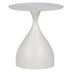 Masuta laterala Kirkene piatra sinterizata, marmura alba si metal alb 50x50x50 cm