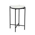 Masuta laterala Luxere negru metal-marmura alba D40x66 cm