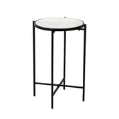 Masuta laterala Luxere negru metal-marmura alba D40x66 cm