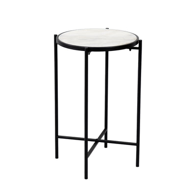 Masuta laterala Luxere negru metal-marmura alba D40x66 cm