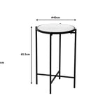 Masuta laterala Luxere negru metal-marmura, alba, D40x66 cm