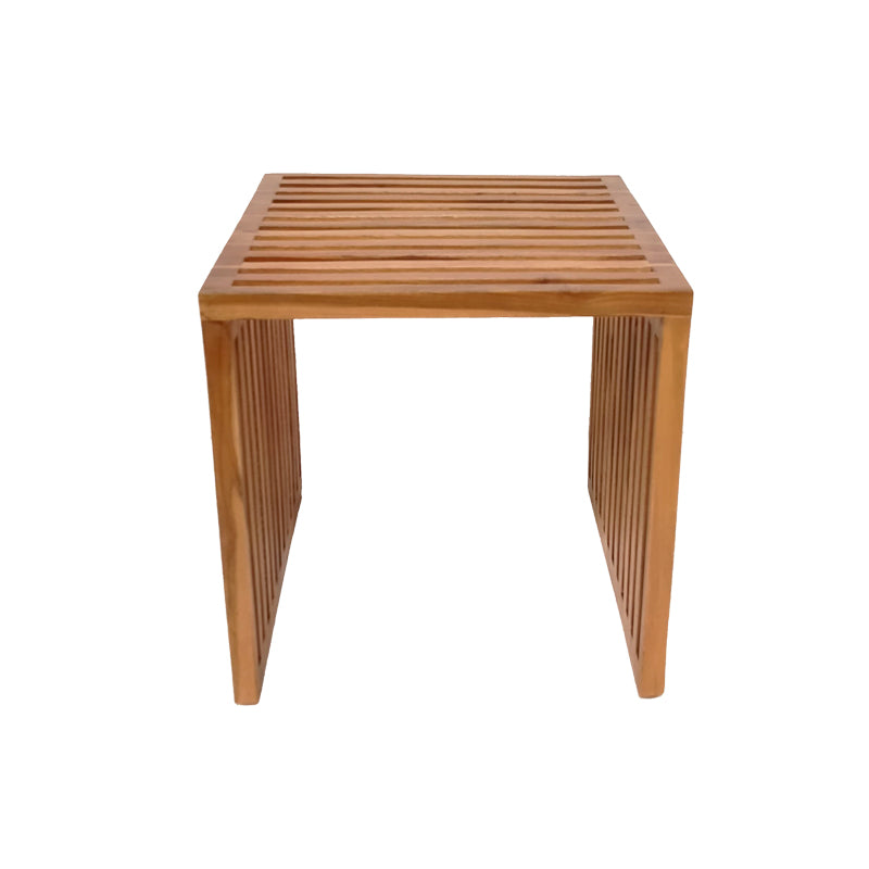 Masuta laterala Saimon lemn de tec, Natural, 40x40x40 cm, detaliu produs