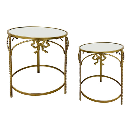 Masuta laterala set 2 bucati Frensia, metal aurit, multiple, 45x45x50 cm