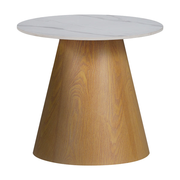 Masuta laterala Soleire piatra sinterizata, alba, 50x50x46 cm