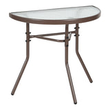 Masă semicirculară cu funcție Bion, Sticlă-metal, gri închis, 70x40x65 cm - Maro