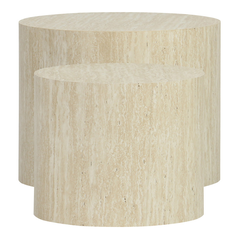 Masute laterale 2 bucati cu aspect de travertin Zonar, Bej, 45x45x50 cm