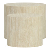 Masute laterale 2 bucati cu aspect de travertin Zonar, Bej, 45x45x50 cm