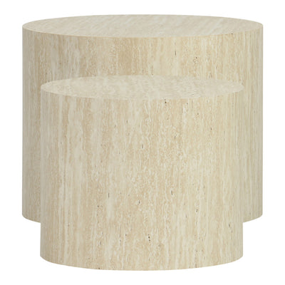 Masute laterale 2 bucati cu aspect de travertin Zonar, Bej, 45x45x50 cm, perspectiva suplimentara