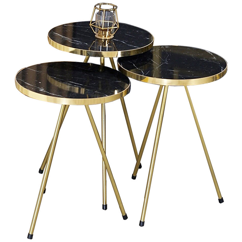 Masuțe Weber, set de 3 piese, Negru - Alb, 34x34x52 cm - Negru