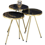 Masuțe Weber, set de 3 piese, Negru - Alb, 34x34x52 cm - Negru