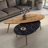 Mese de cafea Monty, set 2 piese, marmura în nuante de negru-Natural, versatile, 116x46x46 cm, detaliu produs