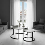 Mese de cafea Solme I, Set 2 piese, 80x80x45 cm - Alb-Negru