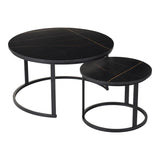 Mese de cafea Solme I, Set 2 piese, 80x80x45 cm - Negru
