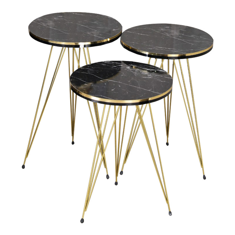 Măsuțe laterale Wakmi, Set 3 piese, 33x33x55 cm - Auriu