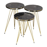 Măsuțe laterale Wakmi, Set 3 piese, 33x33x55 cm - Auriu