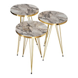 Măsuțe laterale Wakmi, Set 3 piese, 33x33x55 cm - Gri