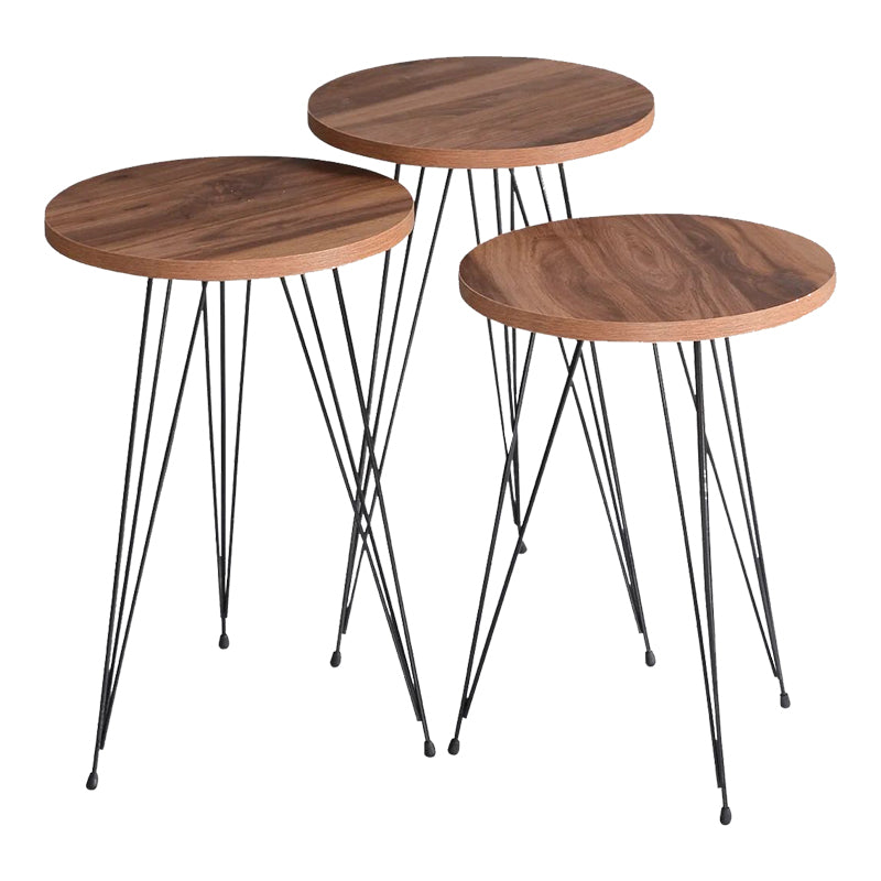 Măsuțe laterale Wakmi, Set 3 piese, 33x33x55 cm - Natural
