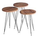 Măsuțe laterale Wakmi, Set 3 piese, 33x33x55 cm - Natural