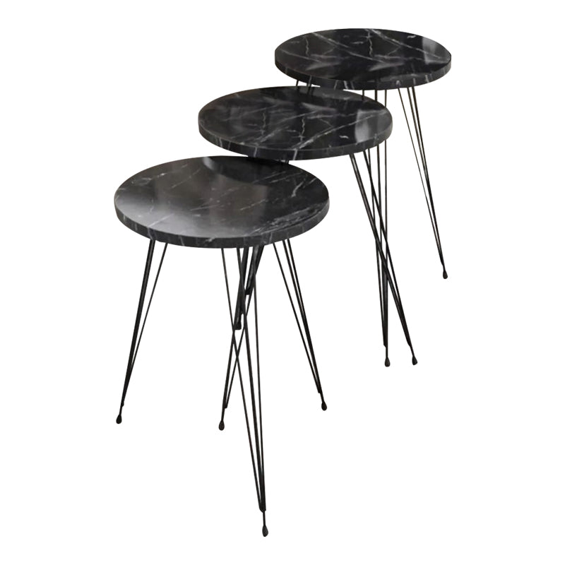 Măsuțe laterale Wakmi, Set 3 piese, 33x33x55 cm - Negru