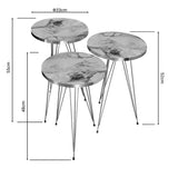 Măsuțe laterale Wakmi, Set 3 piese, 33x33x55 cm - Alb-Bej-Auriu