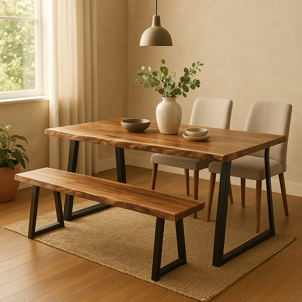 Miles Slim banc din lemn de acacia solid, Natural, 160x40x45 cm