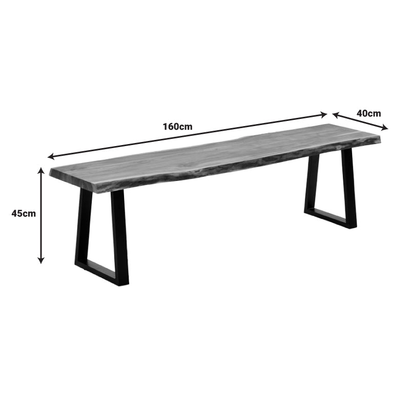 Miles Slim banc din lemn de acacia solid, Natural, 160x40x45 cm