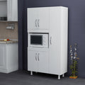 Mobila de bucatarie Defne cu loc de microunde, 5 usi, alb, 89x38x160 cm, imagine suplimentara