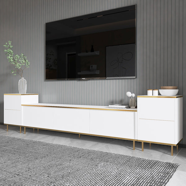 Comoda Tv Imag, Marmura, Alb, 260x60x35 cm