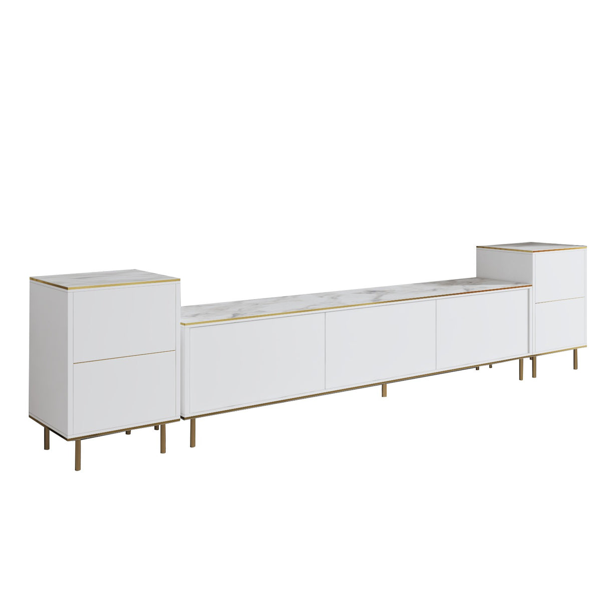 Comoda Tv Imag, Marmura, Alb, 260x60x35 cm - Marmura