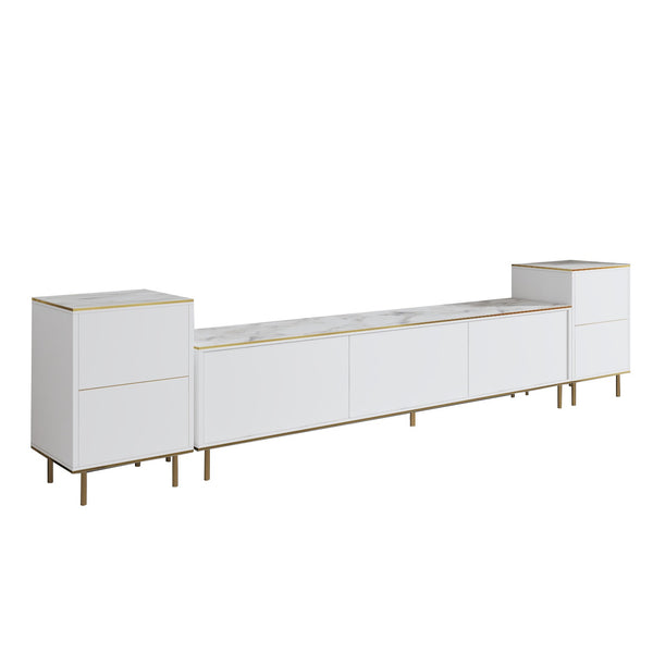 Comoda Tv Imag, Marmura, Alb, 260x60x35 cm
