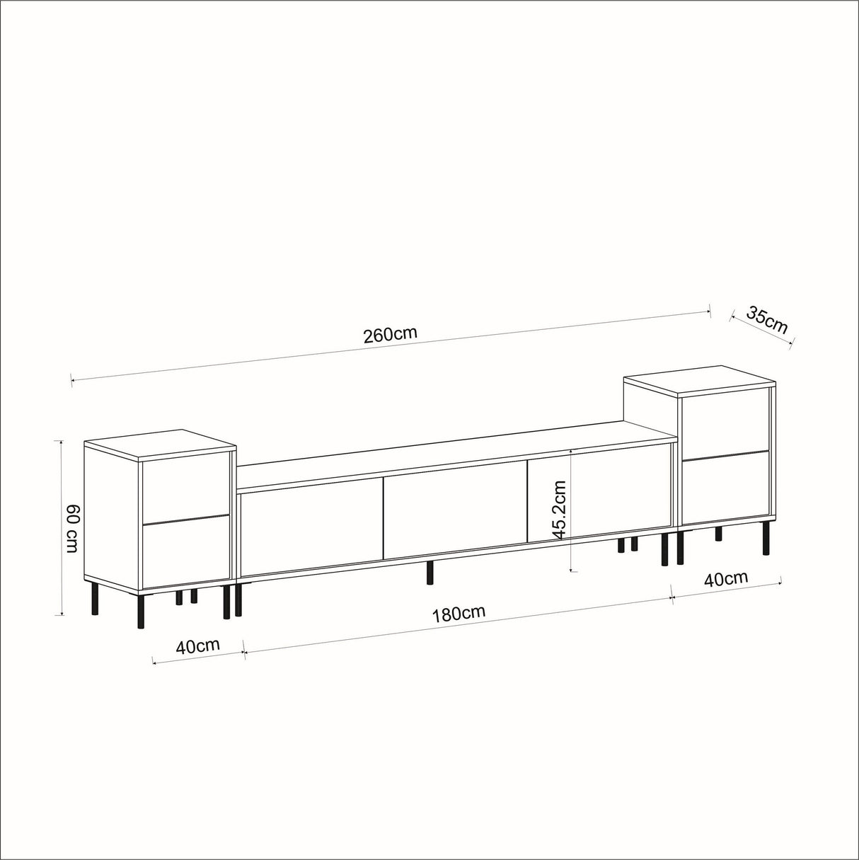Comoda Tv Imag, Marmura, Alb, 260x60x35 cm - Marmura