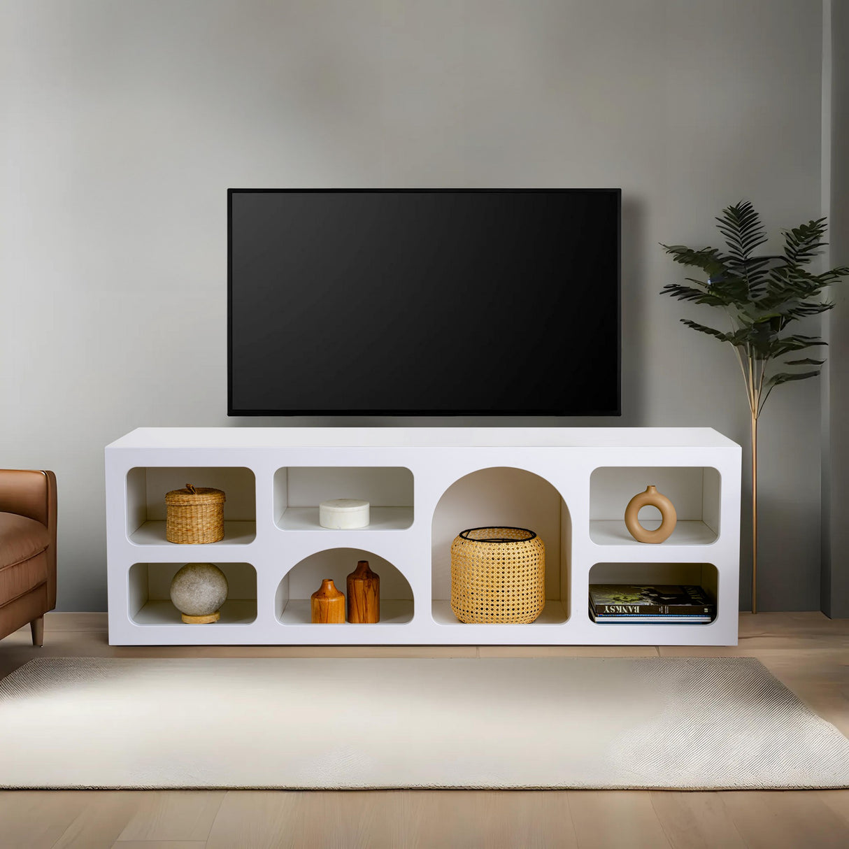 Mobila Lorin, Alb - Anthracite, 160x38 cm - Alb
