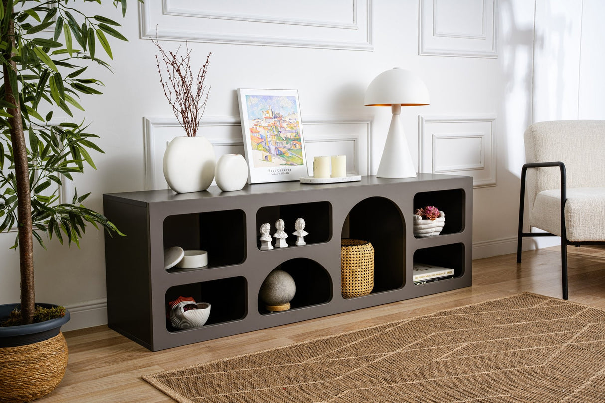 Mobila Lorin, Alb - Anthracite, 160x38 cm - Anthracite