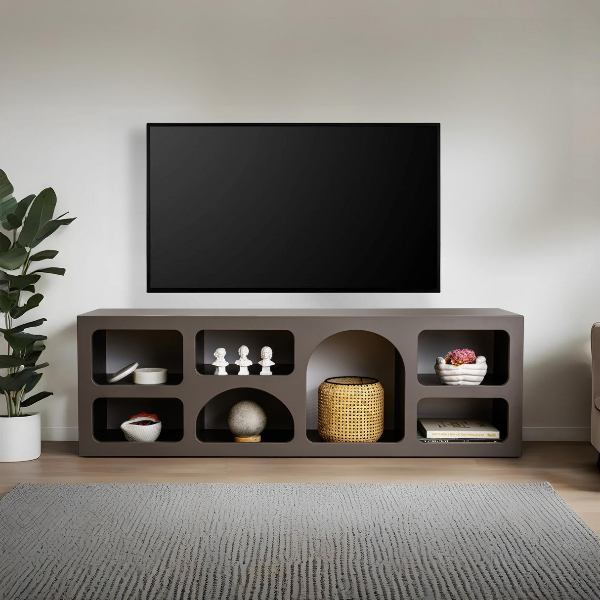 Mobila Lorin, Alb - Anthracite, 160x38 cm - Anthracite