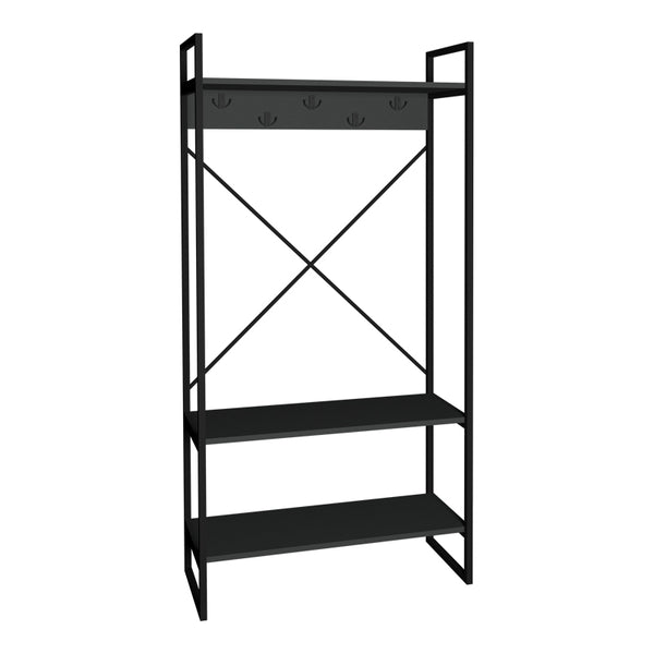 Mobilier de hol cu suport metalic Levento, Metal și Lemn, 88x34x180 cm