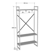 Mobilier de hol cu suport metalic Levento, Metal și Lemn, 88x34x180 cm, perspectiva suplimentara