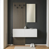 Mobilier de intrare Arika cu oglinda si riflaj, 100x37x199 cm - Alb