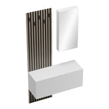 Mobilier de intrare Arika cu oglinda si riflaj, 100x37x199 cm - Alb