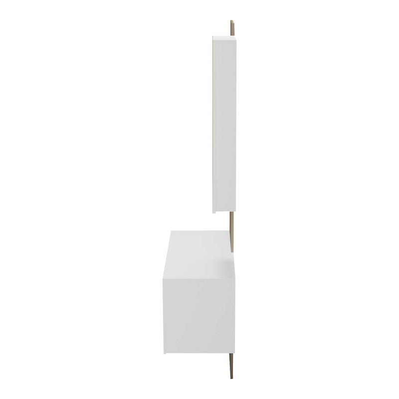 Mobilier de intrare Arika cu oglinda si riflaj, 100x37x199 cm - Alb