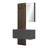 Mobilier de intrare Arika cu oglinda si riflaj, 100x37x199 cm - Stejar