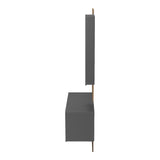 Mobilier de intrare Arika cu oglinda si riflaj, 100x37x199 cm - Stejar