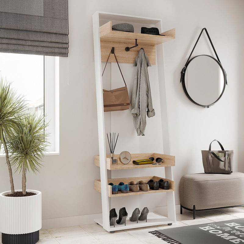 Mobilier de intrare cu functie Sciove, lemn, alb-natur, 70x40x200 cm, imagine suplimentara